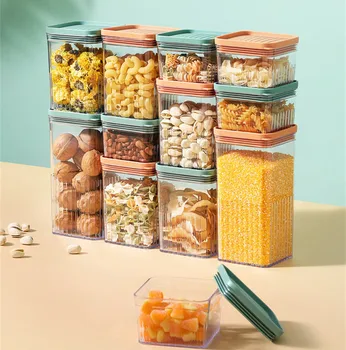 Креативна Квадратна банка от хранително пластмаса, която може да се поставят в една купчина, Храна, Закуски, Кутия за съхранение на плодове, резервоар за съхранение на