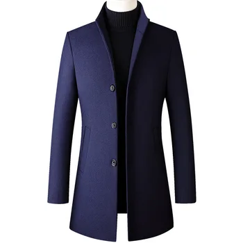 Есенно-Зимно Мъжко вълнена утолщенное вълна палто в Ретро британския стил, однотонное палто, приталенная сако, Мъжко дизайнерско луксозно палто
