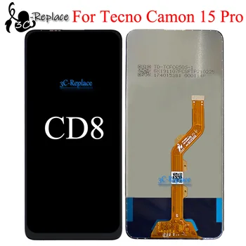 6,53 инча Черен цвят за Tecno Camon 15 Pro CD8 LCD сензорен дисплей, Дигитайзер, в събирането, замяна/С рамка