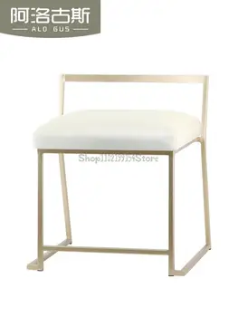 Лесен луксозен тоалетка стол в скандинавски стил от ковано желязо ins с вятърна облегалка, модерен, креативен маса за хранене, стол за спални, модерен минималистичен