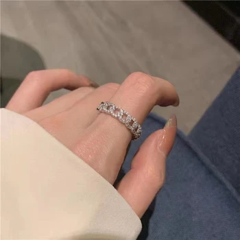 Пенливи пръстен с кристали за жени и момичета В Корейския Прост стил, очарователни кръгли пръстен на палеца, дамски бижута сватба