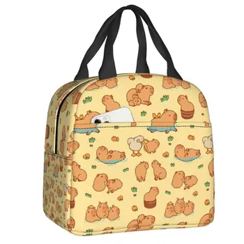 Скъпа Дамска чанта-тоут от капибар с изолация за обяд, топла чанта-хладилник, термосумка за обяд, контейнер за храна за пикник на открито, тоут