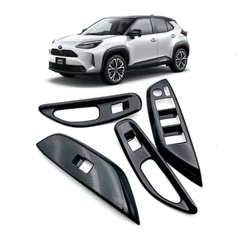 ABS Вратата подлакътник от въглеродни влакна, Бутон за включване стеклоподъемника, Декоративна лента, накладки за Toyota Yaris