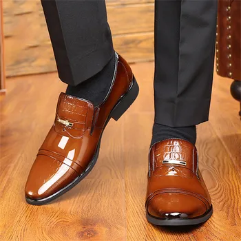 Мъжки Модел обувки без закопчалка, Мъжки Oxfords, Модни мъжки обувки в бизнес стил, Нови Класически Кожени Мъжки Костюми, Мъжки Обувки zapatillas