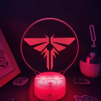 Лампа с логото на играта The Last of Us 2 3D Led RGB Night Lights На Рожден Ден, готин подарък за приятел, на маса в игралната зала, Цветна украса във формата на знака