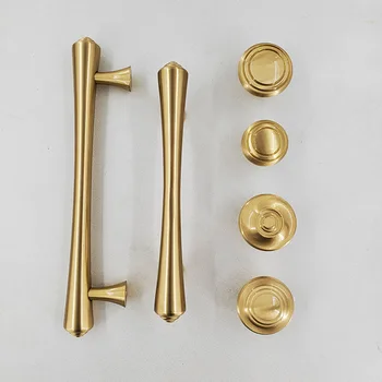 Месингови мебелни дръжки за шкафове и чекмеджета Златни Ярки Кръгла мат Дръжки за шкафове в скандинавски стил и Лукс