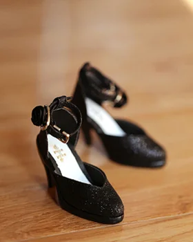 Блестящи черни обувки на висок ток 1/3 за жени, модел кукли BJD SD