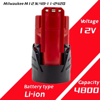 1-3 опаковка Заменяеми Батерия за електрически инструменти 12V4.8 Ah Li-Ion за Акумулаторни бормашини Milwaukee с ударните задвижване M12 48-11-2401 48-11-2402 C12