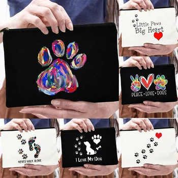 Дамски козметични чанти с Принтом Peace Love Dogs Love My Dog, Сладки Крака, Косметичка джоб, Чанта-Органайзер за тоалетни принадлежности с Голям Капацитет