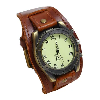 Гореща разпродажба на Мъжки Реколта минималистичные модерен часовник Кварцов Аналогов часовник Кожена каишка Кръгъл циферблат от неръждаема стомана Reloj Hombre