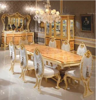 Европейската художествена дърворезба parquet маса Френска покривка маса за хранене, стол, комбинация от ресторант, маса за хранене стол по поръчка