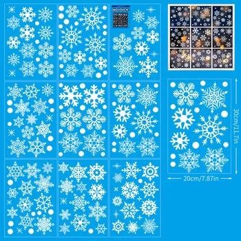 Коледна Украса под формата на Бели Снежинки, Электростатическая стикер, Коледна парти, декорация за прозорец стъкло, стикер, Водоустойчив, Противообрастающая