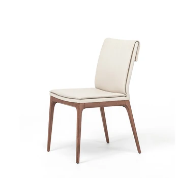 Скандинавски модерен кожен стол за хранене, начало минималистичен стол, дизайнерски стол за заведение, стол за водене на дневник, стол от висок клас