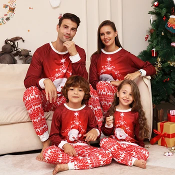 2024 едни и Същи Коледни пижами, семейни екипировки, Коледно облекло за Баща, Син, Майка и Дъщеря, Облекло за възрастни и деца, Еднакви пижами за кучета