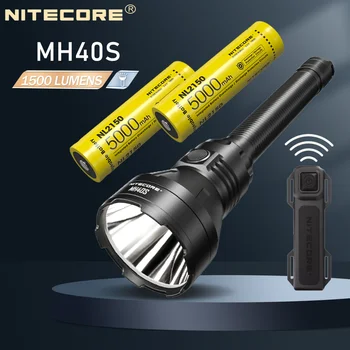 2 ЕЛЕМЕНТА Тактически Фенер Nitecore MH40S + Батерия 4x21700 1500 Лумена Обхват на лъча 1500 м Мощен USB Акумулаторна Фенерче