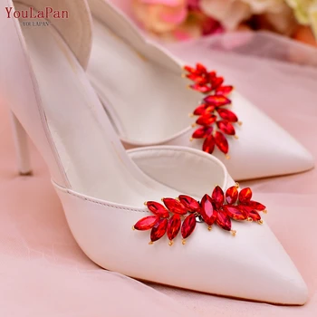 YouLaPan X31 Червен Кристал Обувки Клипове Сватбени Украси За Обувки На Висок Ток, Бижута Сватба Обувки Украса Клип САМ Аксесоари
