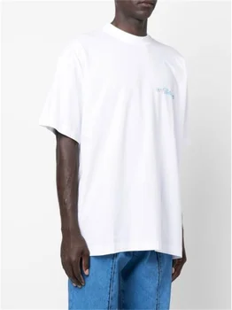Лятна Мъжки дрехи VETEMENTS 2023, Парна баня тениска в Синьо ЛОГО, Къс ръкав, Корейски Свободен Модерен ТОП